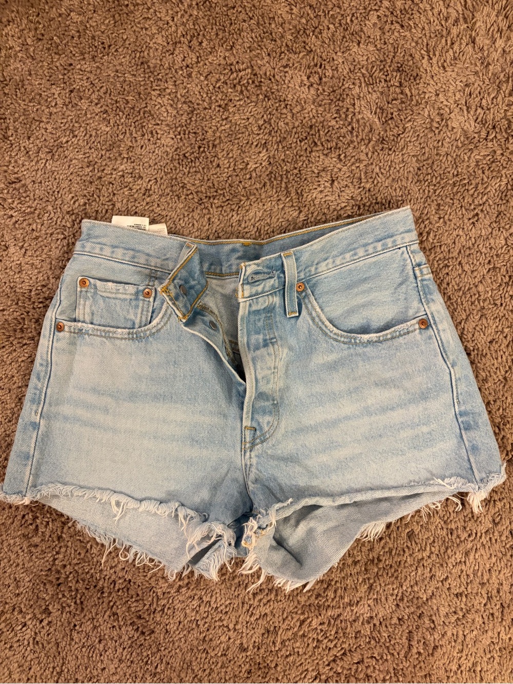 Levi's 501 Light Blue High-Rise Cutoff Denim Shorts